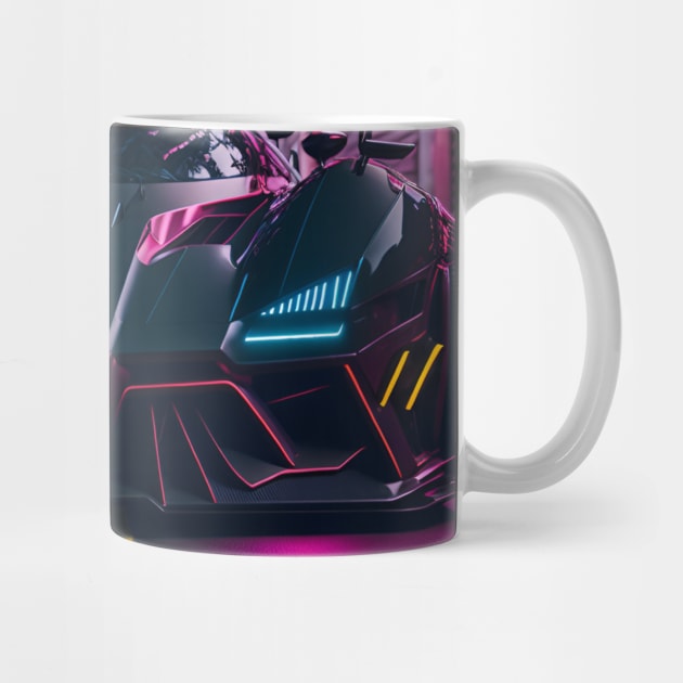 Dark Neon Sports Car in Japanese Neon City by star trek fanart and more